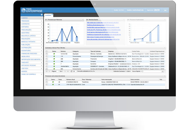 Interface ProJuris Software Jurídico para Empresas e Departamentos Jurídicos