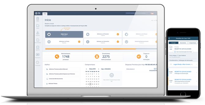 Interface software jurídico ProJuris para Escritórios