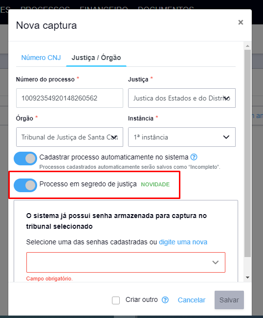 captura de processos em segredo de justiça 