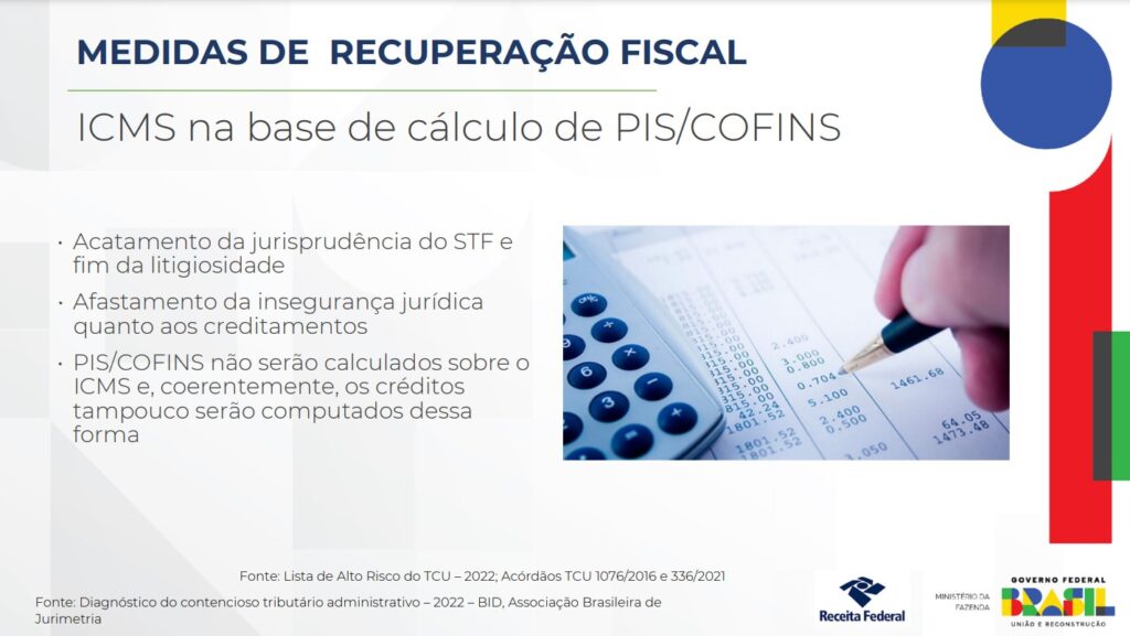 apresentação do ministério da economia explica motivos da exclusão do ICMS da base de cálculo do PIS/Cofins